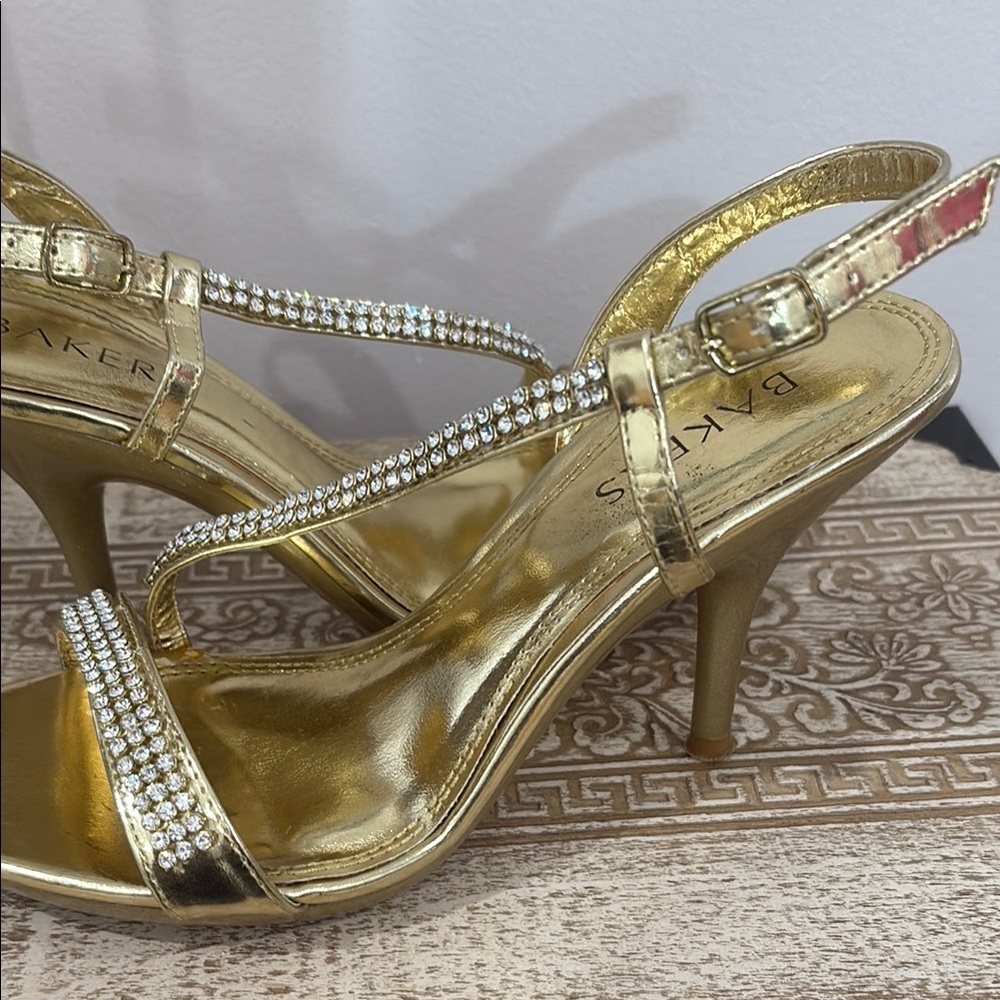 Bakers Gold Rhinestone Slingback Heels